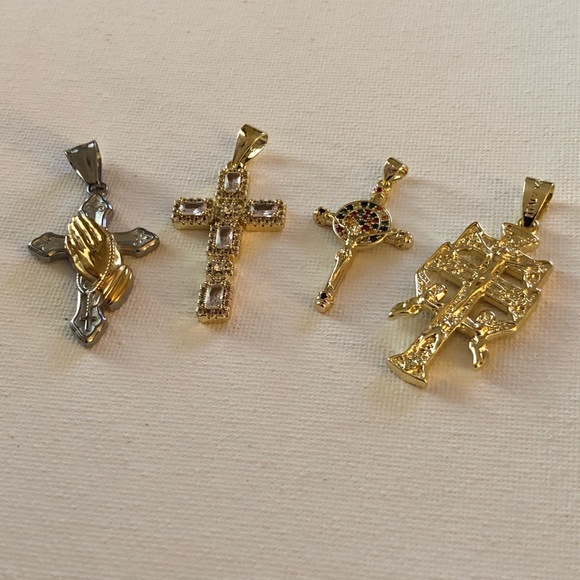 Jewelry - Gold and Silver Cross Pendants 4 pc Bundle
